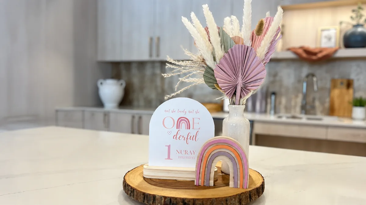 Experiential event design display with branded NuvDeco details